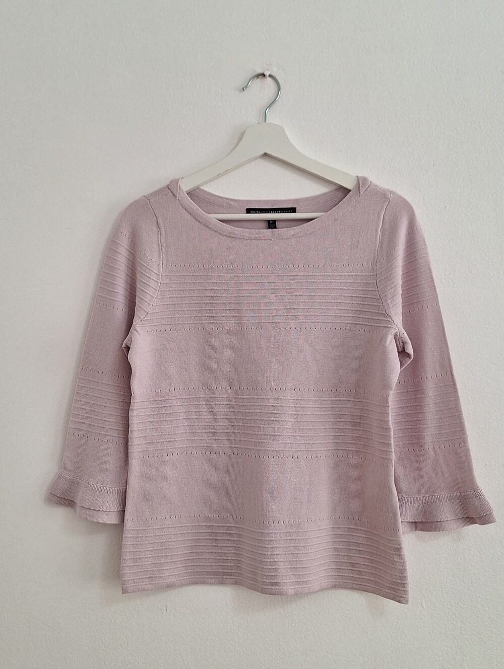 NWT White House Black Market Lilac Knit Top with Subtle Stripe Texture